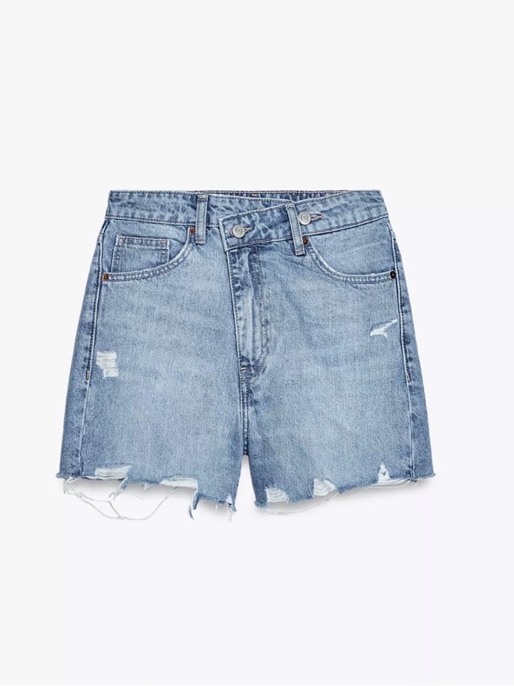 Zara High-rise Cross Waist Mom Fit TRF Denim Shorts